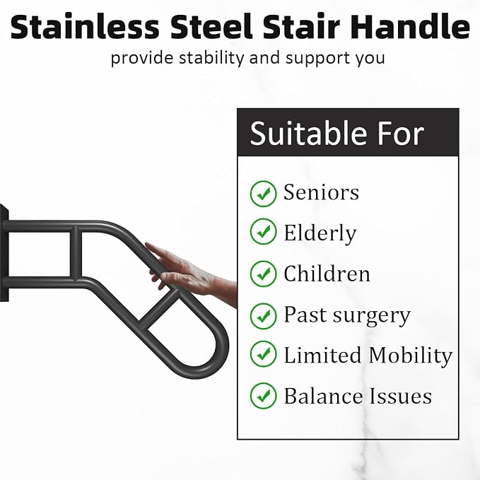 Wall Mount Hand Rails for Outdoor or Indoor Steps Stair Railing Metal Heavy - Image 3