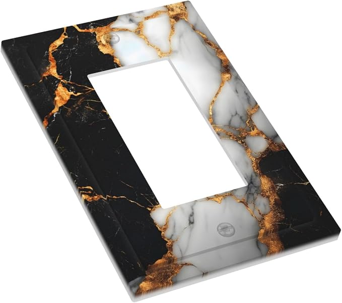 Decorative Outlet Covers Black Gold Marble 1 Gang Rocker Light Switch Cover - Image 3
