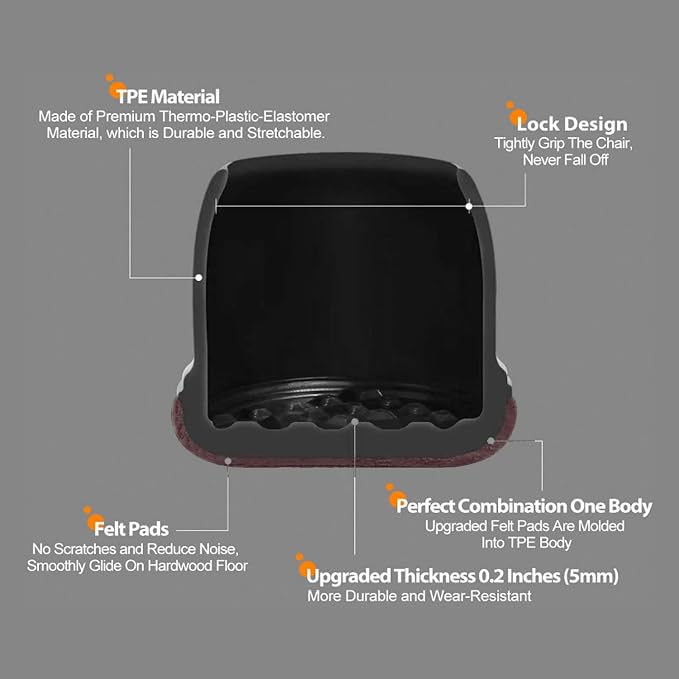 Ezprotekt 24 Pcs Small Black Silicone Chair Leg Floor Protectors - Image 3