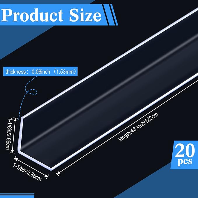 Sasylvia 20 Pcs Wall Corner Protector Guards, Vinyl 1-1/8 x 48 Inches Corner - Image 2