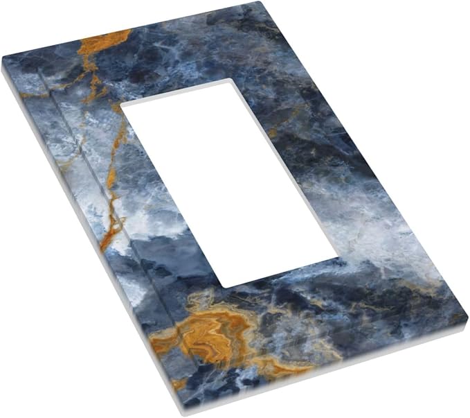 Decorative Outlet Covers Gold Dark Blue Gilt Haze Marble 1 Gang Rocker Light - Image 3