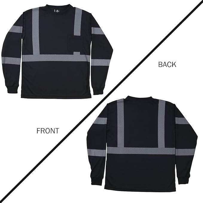VENDACE Safety Reflective High Visibility Long Sleeve Shirts ANSI Class 3 Hi - Image 6