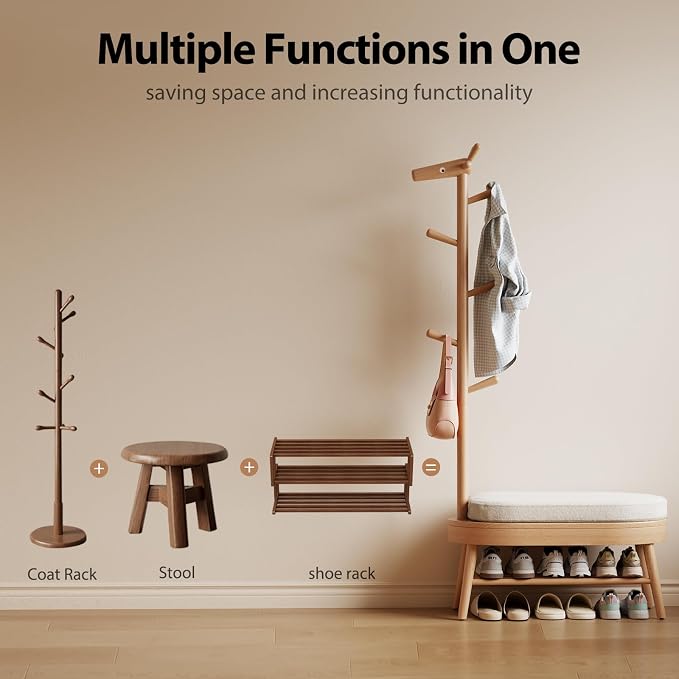 AQIMUELE Shoe Bench Entryway, Coat Rack - Image 8