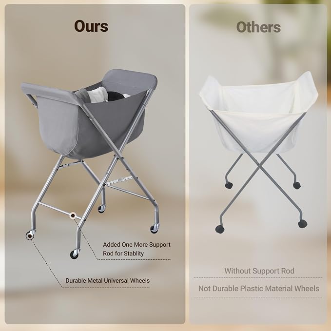 ELYKEN Laundry Cart with Wheels, 32”H Easy Rolling Laundry Hamper with - Field & Grace