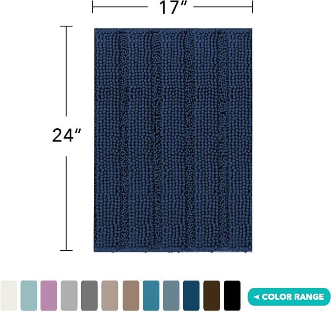 Turquoize Bathroom Rugs Shaggy Chenille Bath Rug Non Slip Thick Shaggy Bath Mats - Image 2
