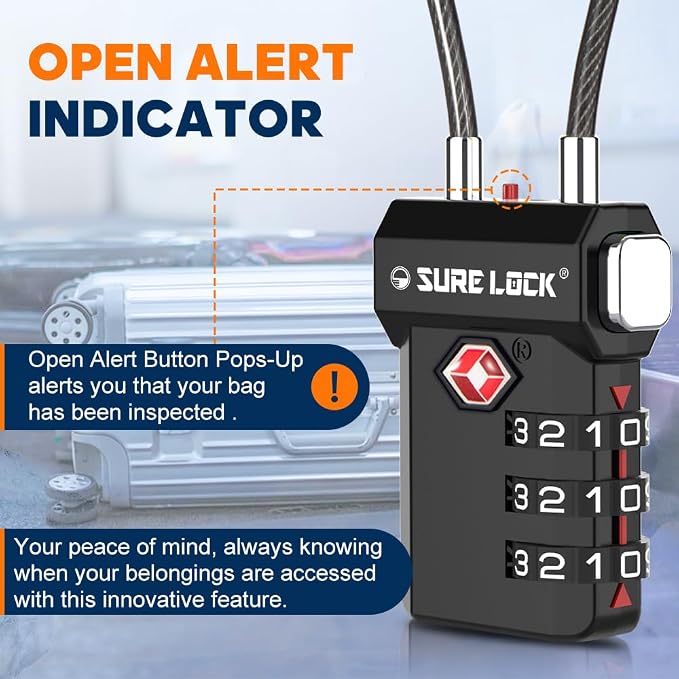 SURE LOCK TSA Approved 3-Digit Combination Luggage Locks – Open Alert Indicator - Image 5