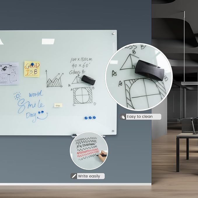 Magnetic Glass Dry Erase White Board Whiteboard Glass Writeboard 40"x60" - Image 7