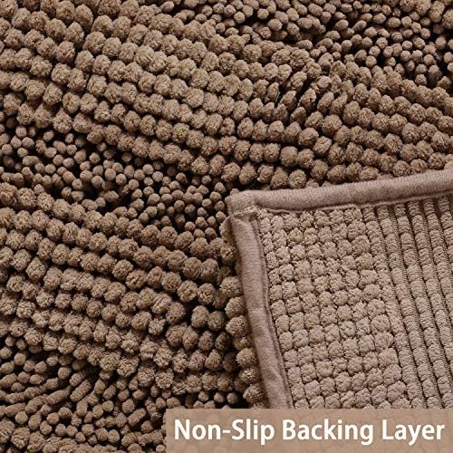 Turquoize Luxurious Shaggy Chenille Kitchen/Bath Mat Non-Slip Mat Taupe Brown - Image 4