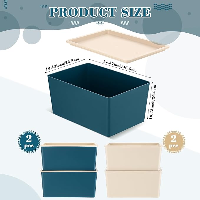 Menkxi 4 Pcs Storage Bins with Lids Plastic Stackable Containers - Image 2