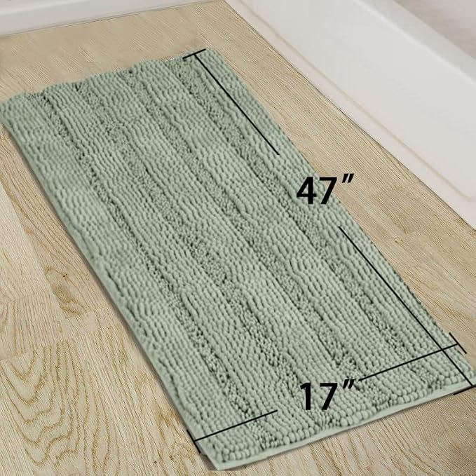 Turquoize Sage Green Bathroom Rugs Runner Extra Long 47 x 17 Large Bath Mat - Image 5