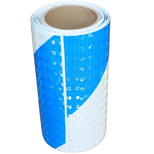 Reflective Tape Blue and White 6 inch X 10 feet, Outdoor Waterproof Hazard by tuyrchu