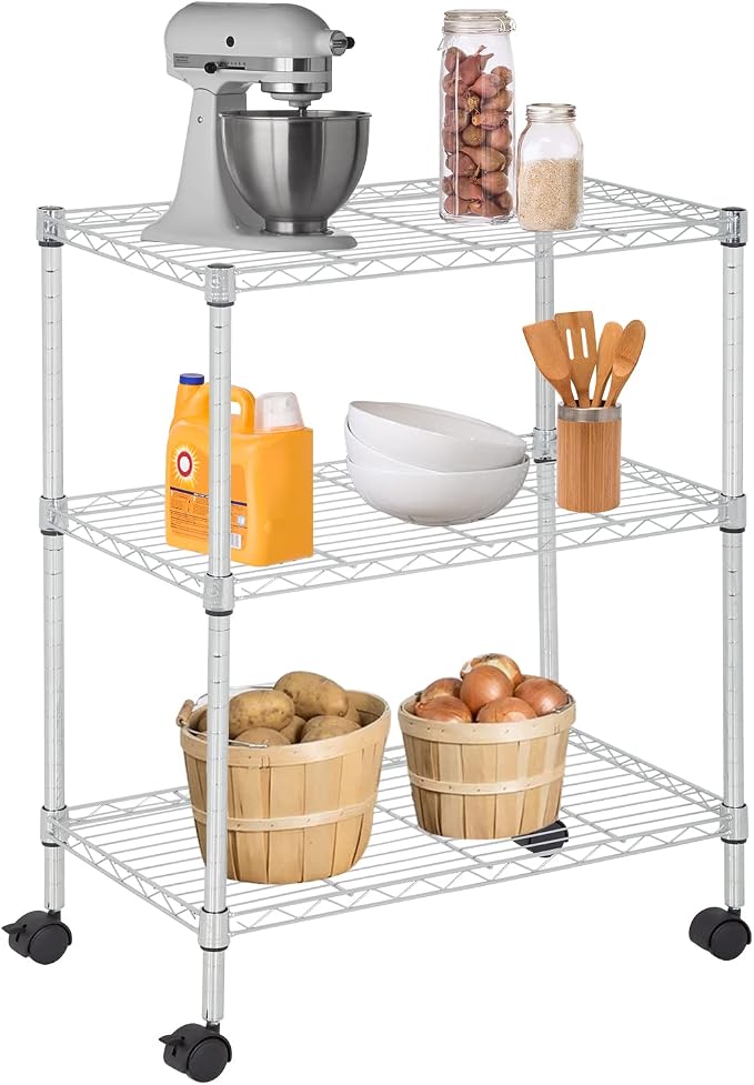FDW 3 Tier Wire Shelving Metal Storage Shelves 23L x 13W x 32H Layer Storage by FDW