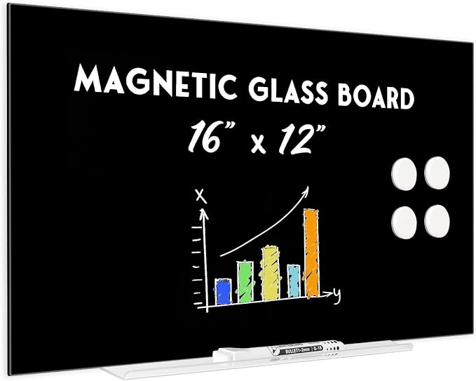Magnetic Glass Whiteboard for Wall, Large Frameless White Board for Home and by QUEENLINK