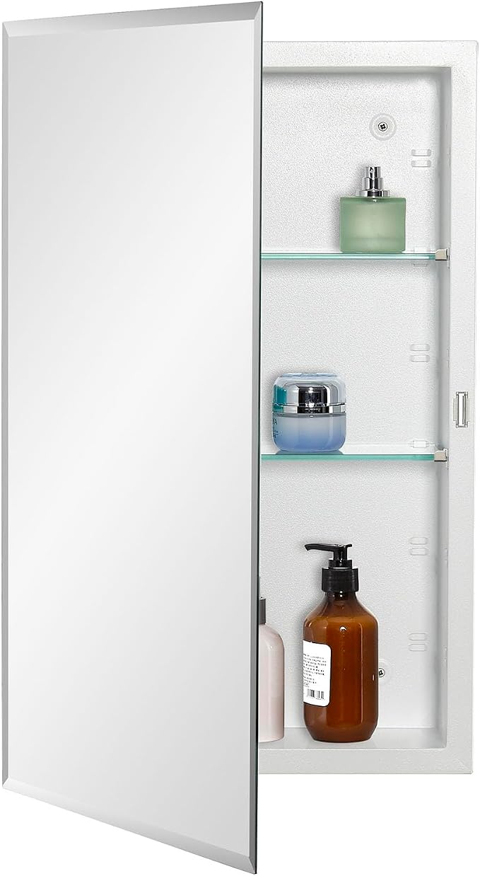 Bathroom Medicine Cabinet with Beveled Edge Mirrored Door 15 x 24 inch by MedicineCabinetsMirrors
