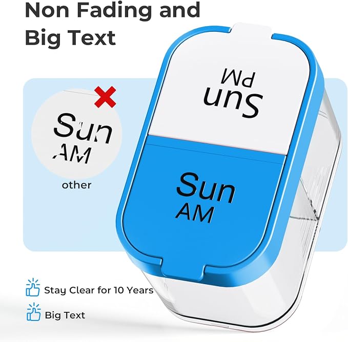 Odaro Extra Large Weekly Pill Organizer 2 Times A Day, XL Pill Box 7 Day Am Pm - Image 4