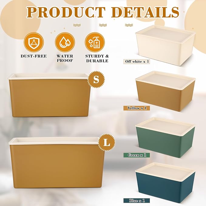 Menkxi 4 Pcs Storage Bins with Lids Plastic Stackable Containers - Image 3