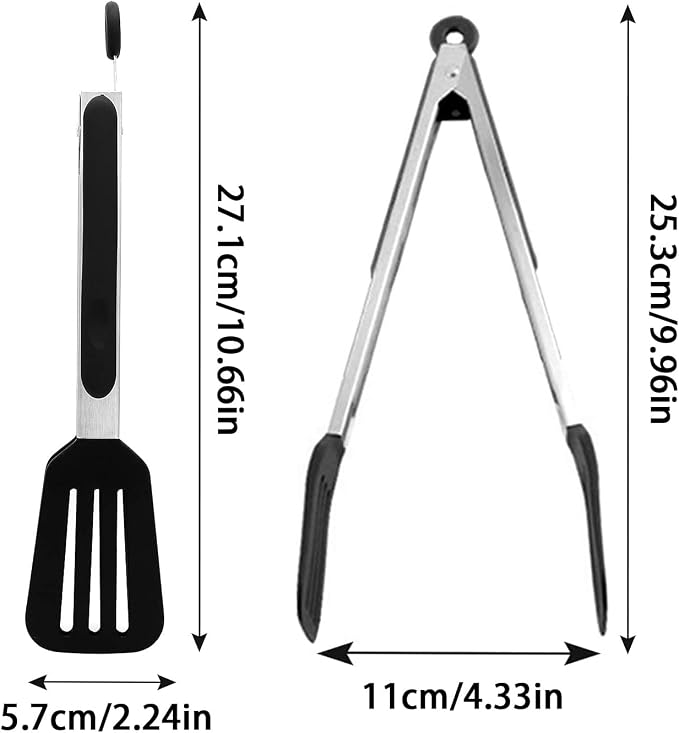 Cooking Tong 9 inches Stainless Steel Kitchen Silicone Serving Tong Heat - Image 2