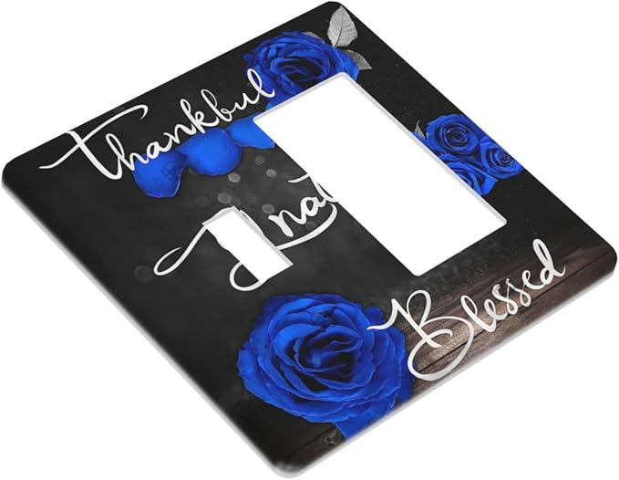 Light Switch Cover Blue Rose Thankful Grateful Blessed 2 Gang Toggle Rocker - Image 3