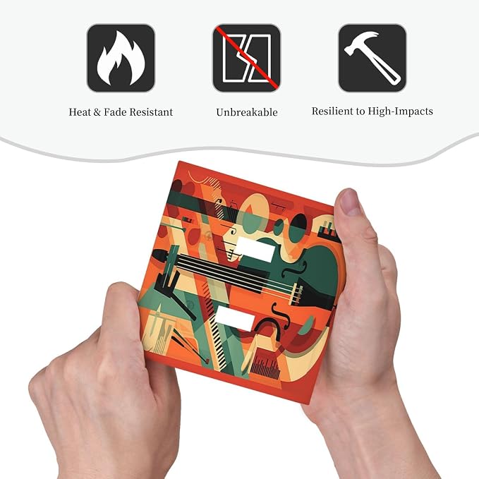 Decorative Switch Plates Violin Abstract Jazz Colorful Painting 2 Gang Double - Image 6