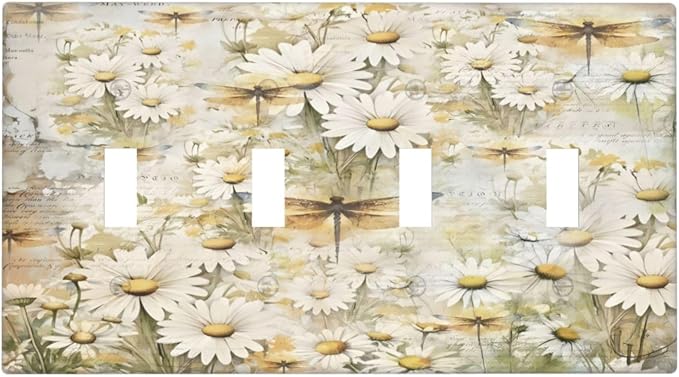 Vintage Letter Paper Wildflowers Dragonfly Daisy Floral Light Switch Covers by Unknown