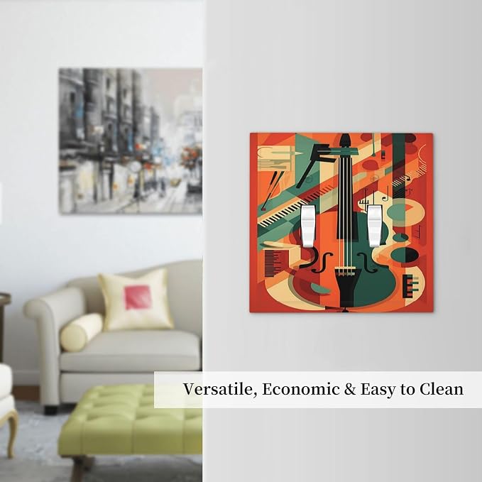 Decorative Switch Plates Violin Abstract Jazz Colorful Painting 2 Gang Double - Image 7