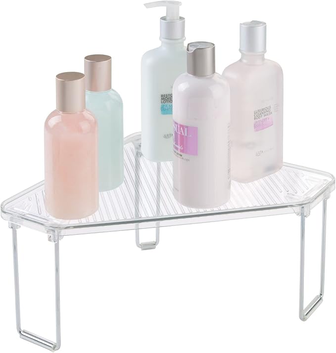 mDesign Plastic/Steel Corner Stackable Rack, Storage Organizer Shelf - Image 8