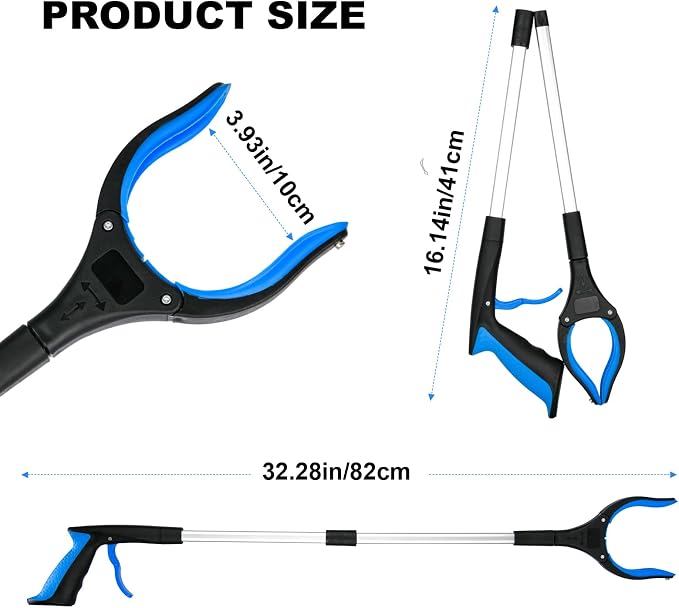 6-Pack 32" Grabber Reacher Tool, 360° Rotating Head, Wide Jaw, Foldable Reacher - Image 5