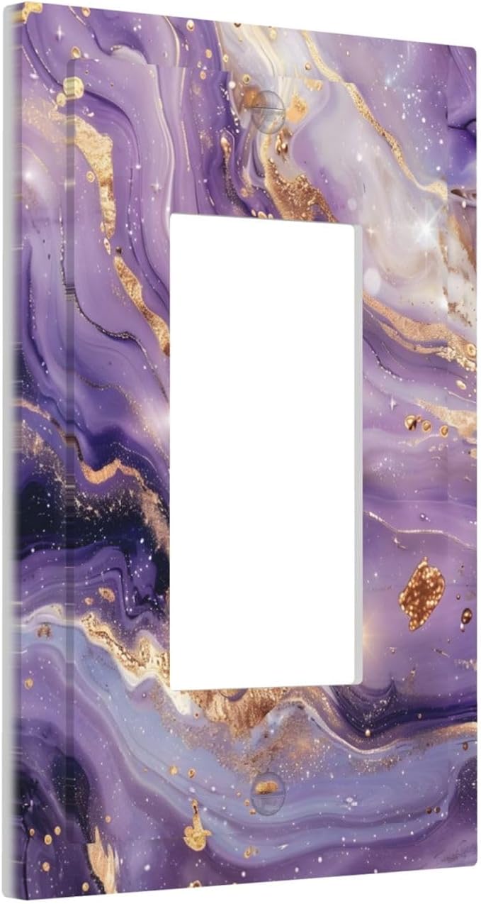 Luxury Marble Texture Purple And Gold Abstract Print Decorative Outlet Covers 1 - Image 2