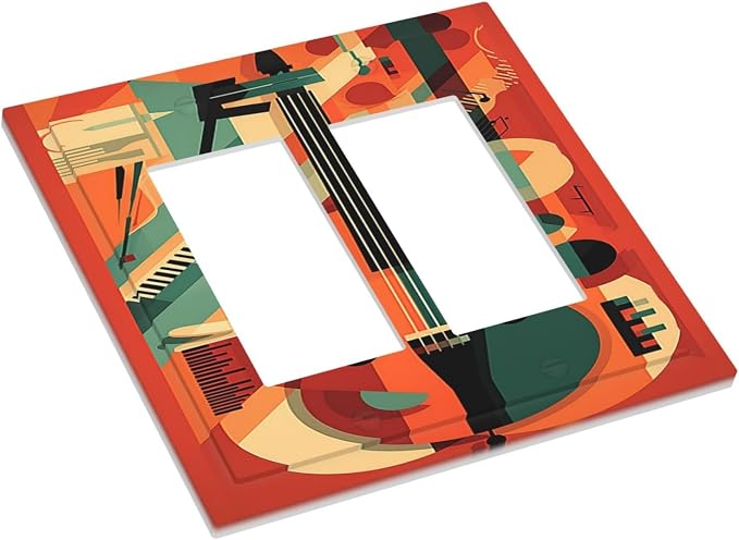 Decorative Outlet Covers Violin Abstract Jazz Colorful Painting 2 Gang Double - Image 3