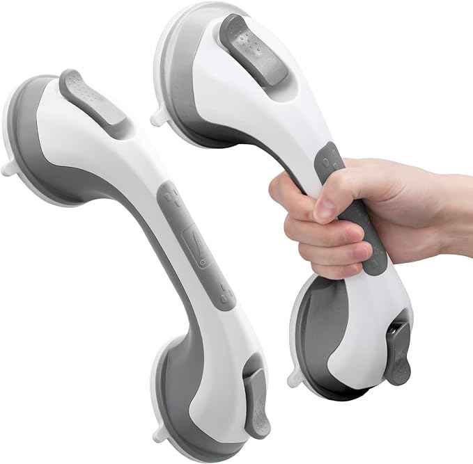 LEVERLOC Grab Bars for Bathtubs and Showers 2 Pack Suction Grab Bar, Heavy Duty