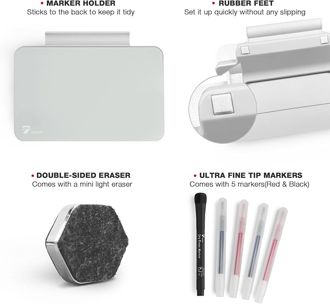 TOWON Small Glass Dry Erase Board, Desk White Board - Field & Grace