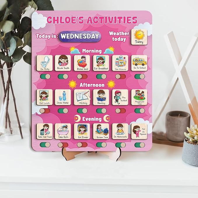 Personalized Wooden Daily Routine Chart 12x14", Visual Schedule, Daily - Image 6