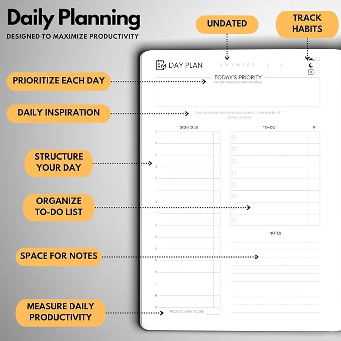 Undated Daily Planner – 3-Month A5 Productivity Organizer - Image 5