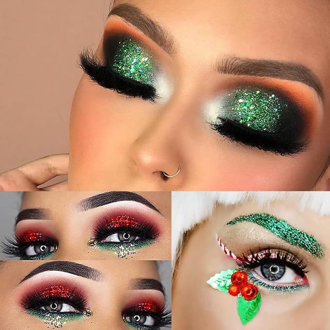 Mysense Red Body Glitter Gel, Singer Concerts Face Hair Glitter Makeup - Image 4