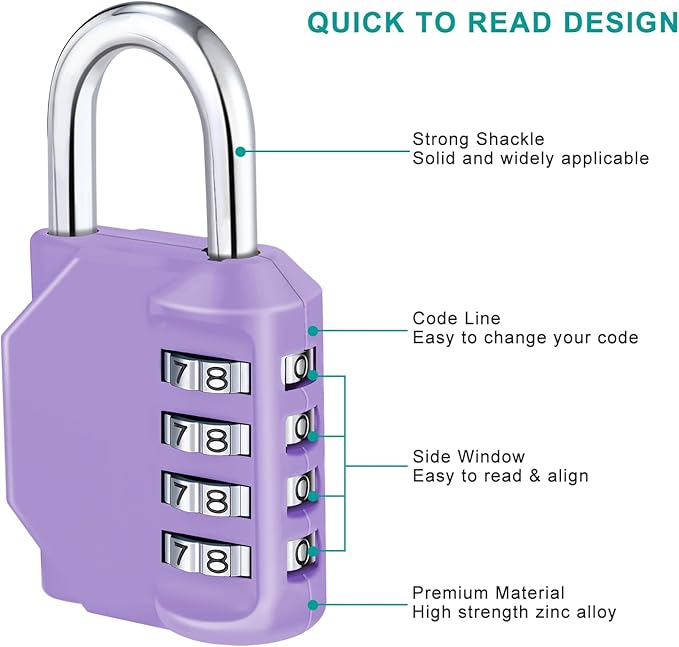 ZHEGE Combination Lock Outdoor 2 Pack, 4 Digit Resettable Weatherproof - Image 3