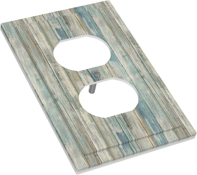 Tea Vintage Wood Plank Distressed Grain Rustic Shiplap Board 1 Gang Duplex - Image 3