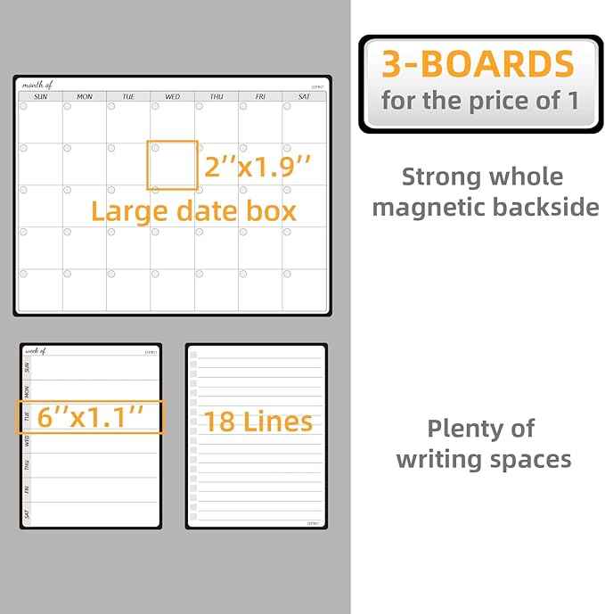 JJPRO Magnetic Monthly Calendar Whiteboard Set