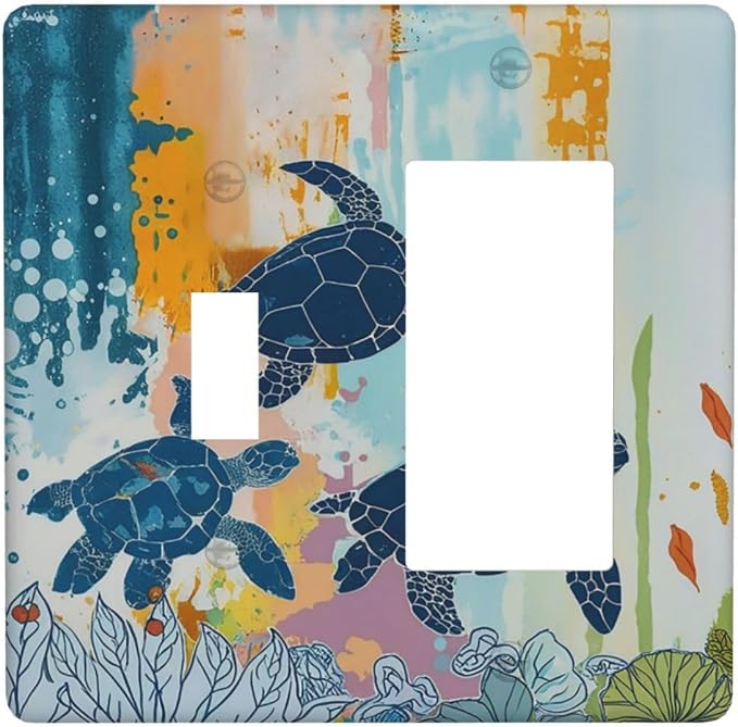 Outlet Covers Colorful Ocean Sea Turtle Marine Life 1 Toggle 1 Rocker by Everyswitchisastoryswitch