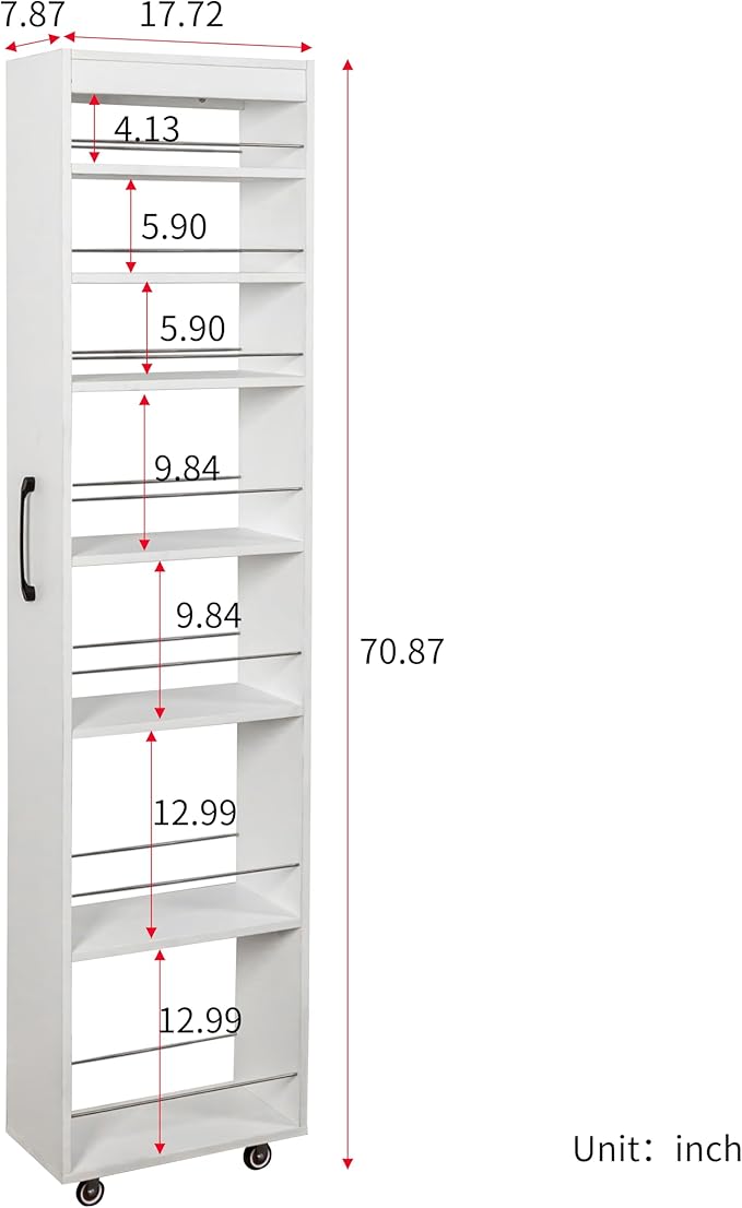 7-Tier Slim Rolling Pantry Storage Cart, Storage Shelving Rack Next to Fridge - Image 2