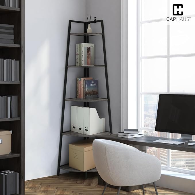CAPHAUS Tall Corner Shelf Stand, 4-Tier Display Shelves, Ladder Corner Wood - Image 8