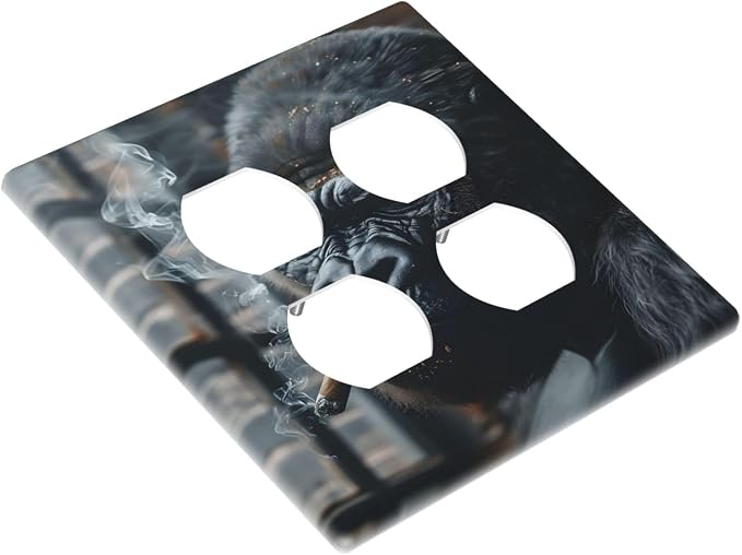 Funny Animal Smoking Black Orangutan Outlet Covers 2 Gang Double Duplex - Image 3