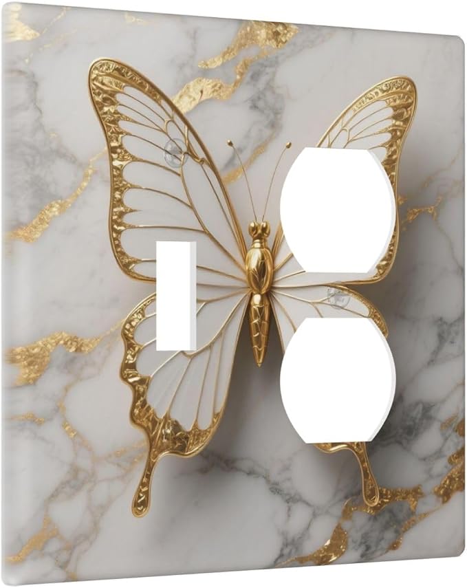 Gold Marble Shine Butterfly Abstract Modern Print Wallplates 1 Toggle 1 Duplex - Image 2