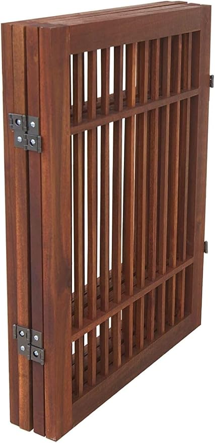 Pet Dog Gate Strong and Durable Freestanding Folding Acacia Hardwood Portable - Image 4