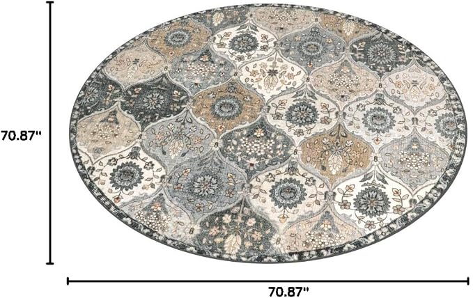 Lahome Moroccan Trellis Washable Round Area Rug, Soft Round Rugs 6ft Ultra-Thin - Image 2