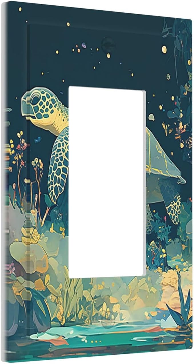Decorative Outlet Covers Fantasy Sea World Sea Turtle Floral Plant 1 Gang - Image 2