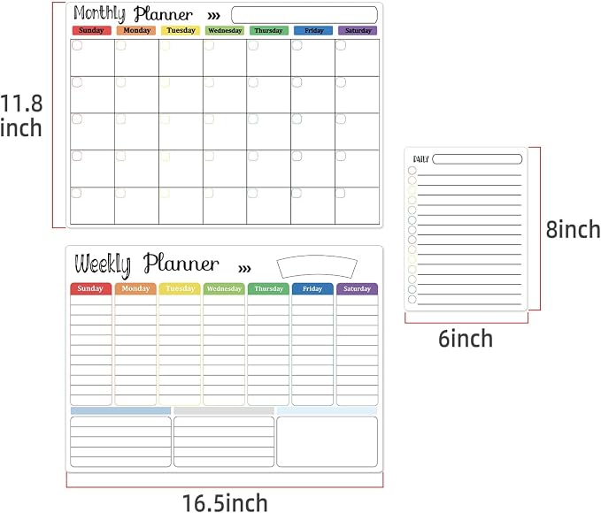 Hivillexun Magnetic Dry Erase Calendar Whiteboard Set - Field & Grace