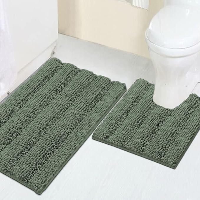 Turquoize Chenille Bathroom Rugs Non-Slip Bath Mats by Turquoize