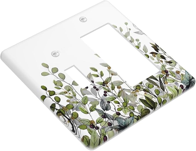 Watercolor Green Eucalyptus Leaves Plants Fruit Outlet Covers 1 Toggle 1 Rocker - Image 3