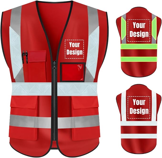 YOWESHOP High Visibility Safety Vest Custom Your Logo Protective Workwear 5 by YOWESHOP