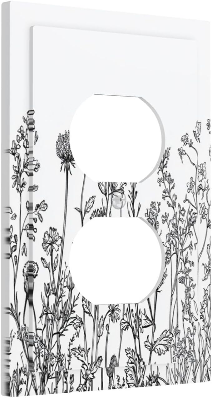 Outlet Covers Floral Wildflower Rustic Plant Leaves 1 Gang Duplex Light Switch - Image 2